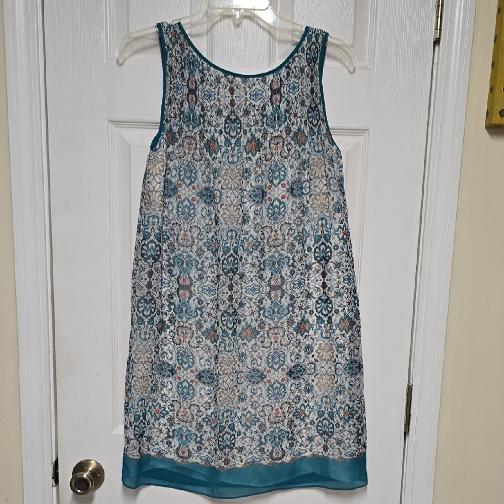 Sophie Max Teal and White Sleeveless Mini Dress